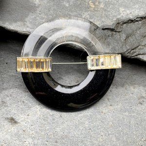 Dramatic Kenneth Lane Lucite and Crystal Deco-inspired Brooch/Pin